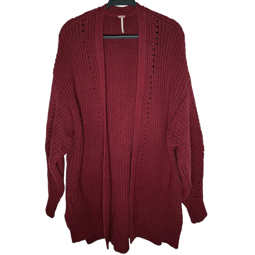 Free People Women's Knit Cabernet Nightingale Cardi Slouchy‎ Oversized Lagenlook - Picture 6 of 12
